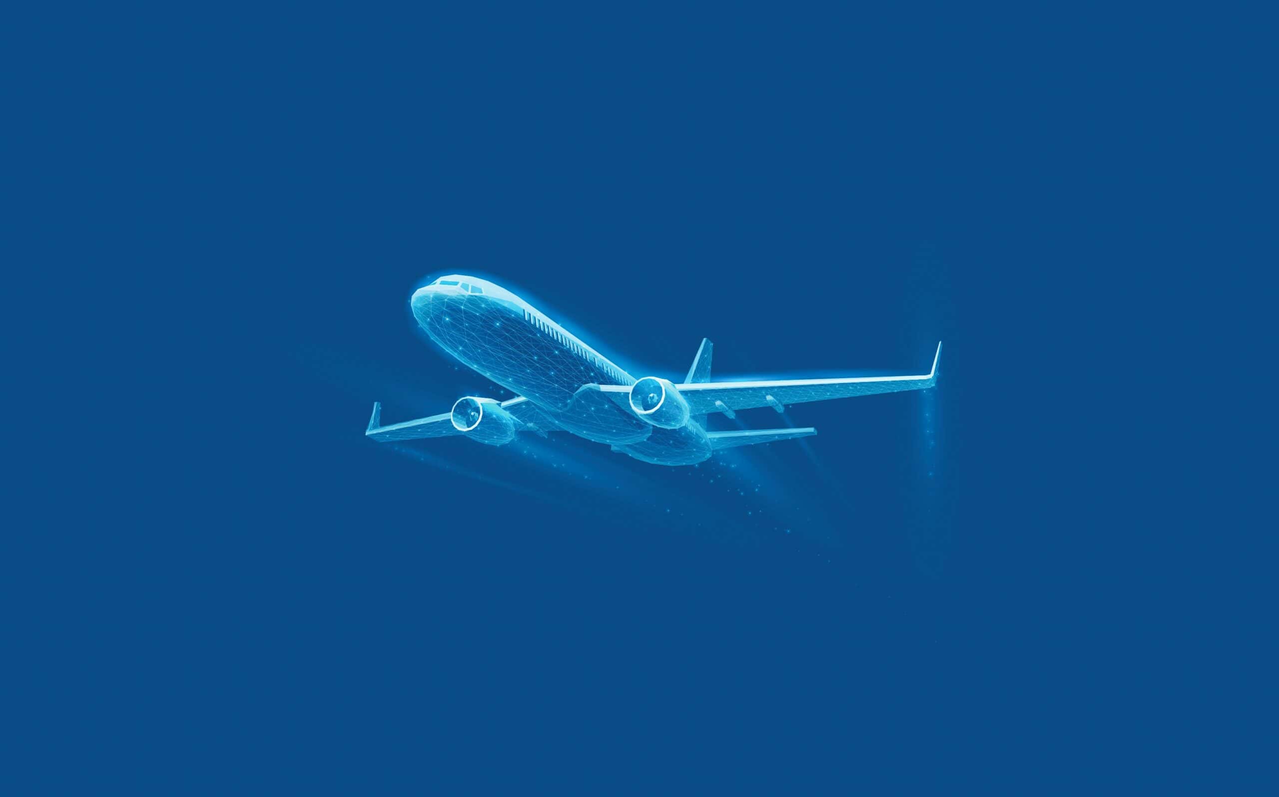 Illustration eines Flugzeugs auf blauem Hintergund